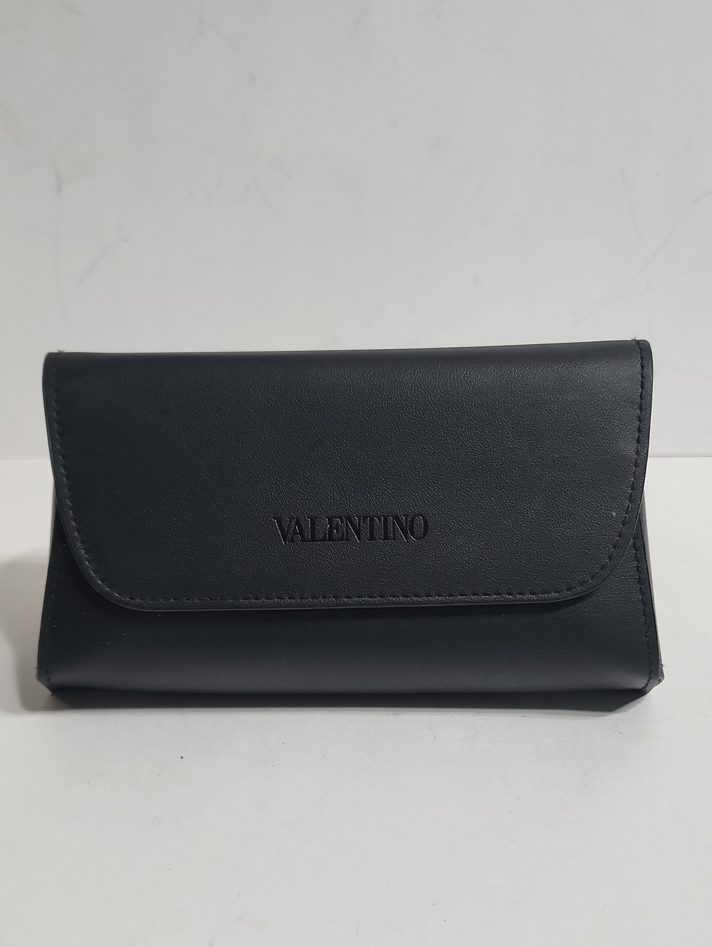 Valentino Black Hard Fold Over Sunglass case Salmon Interior